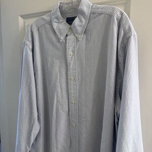 Vintage Polo Jeans Co Ralph Lauren Shirt L‎ Blue White Stripe Button Down USA